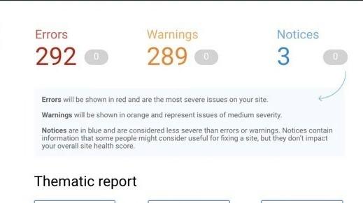 Mẫu SEO: Lỗi, Cảnh báo và Thông báo của Trang web